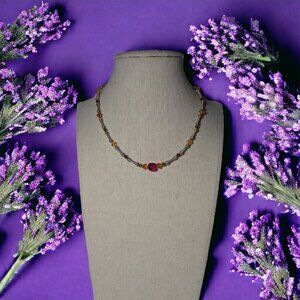 Emily Ray Bohemian 925 Coil Beaded Choker Glass Faceted Beads 14"